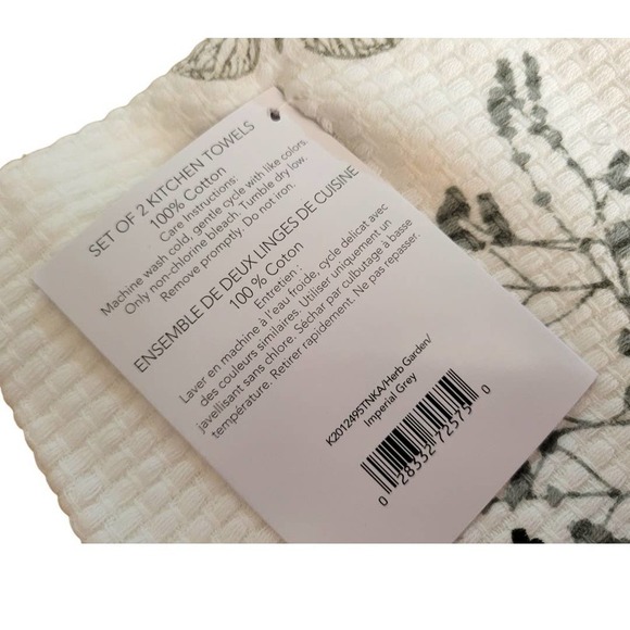 NEW KitchenAid Herb Garden Kitchen Towels 16" x 28" [Gray & Black] (Set of 2) - Picture 4 of 4